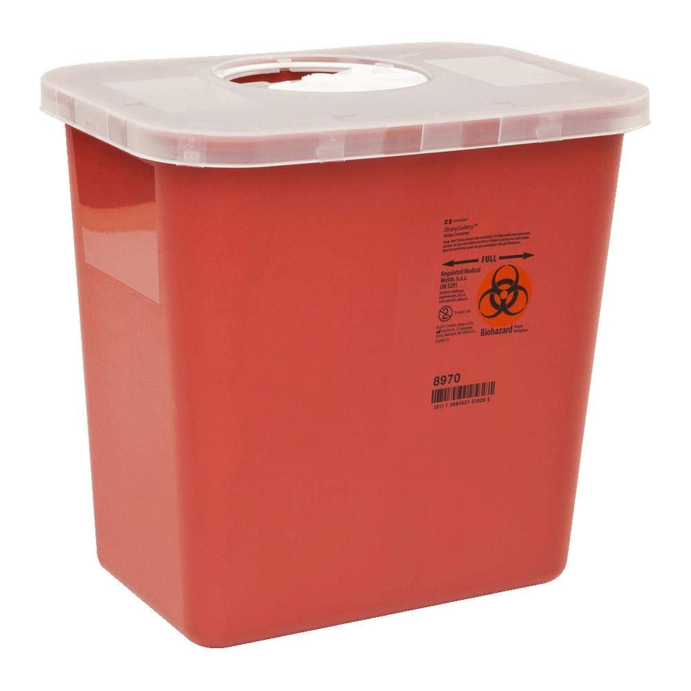 Sharps Multi-Purpose Containers with Rotor Lids, 2 Gallon