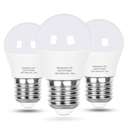 Refrigerator Light Bulb, A15, 40W Equivalent, 5W, 5000K, 120V