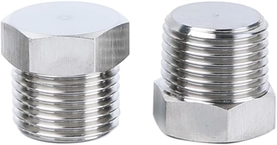 Outer Hex Head Thread Pipe Plug Fitting, HONSNKS 2PCS 1/2" NPT Male 304 Stainless Steel Hex Head Screw Pipe Plug Adapter Connector