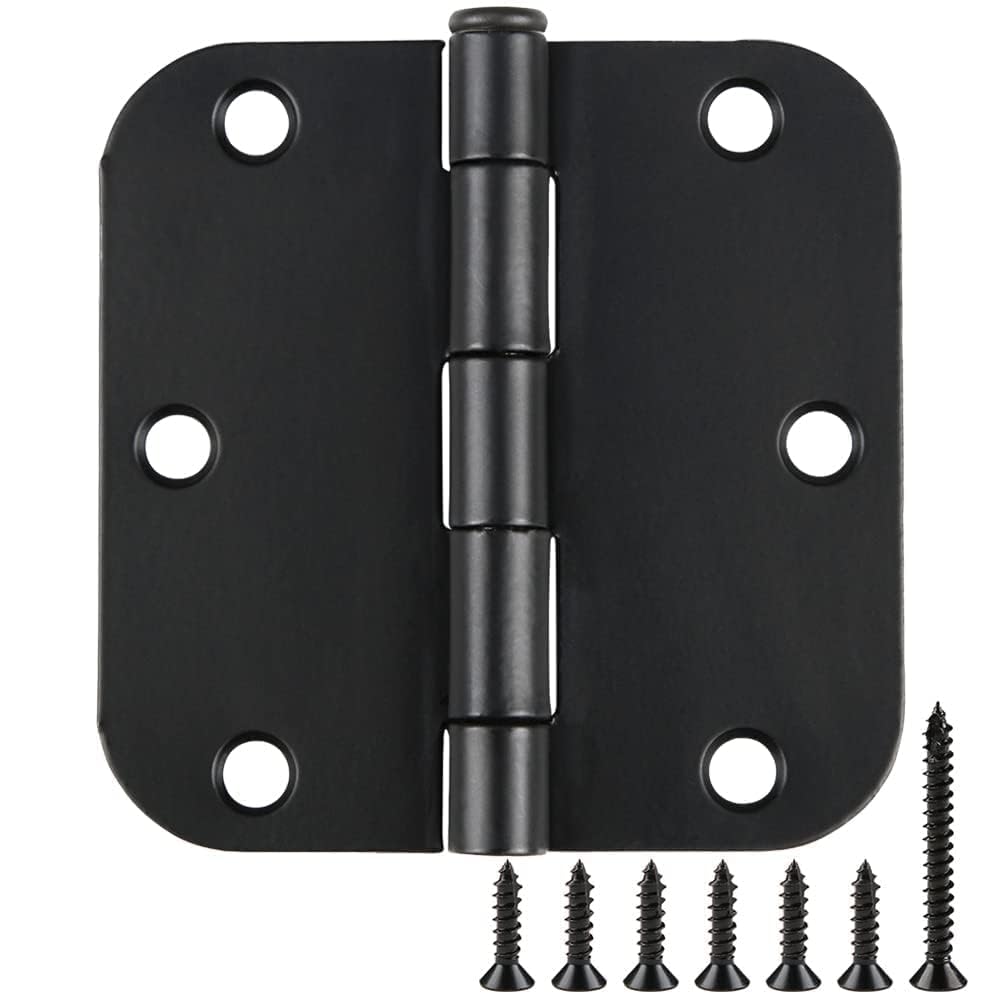 Rounded Door Hinges Matte Black 3.5" x3 ½ Interior Decor 24 Pack