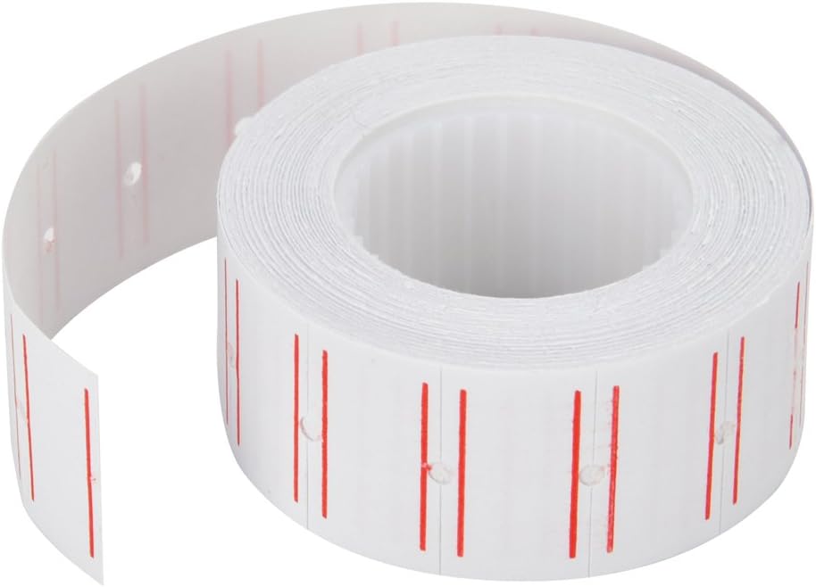 10 Rolls 6000 White Price Gun Labels for Mx-5500 - with Double Red Line Visibility, Refill Ink Roll & Disposable