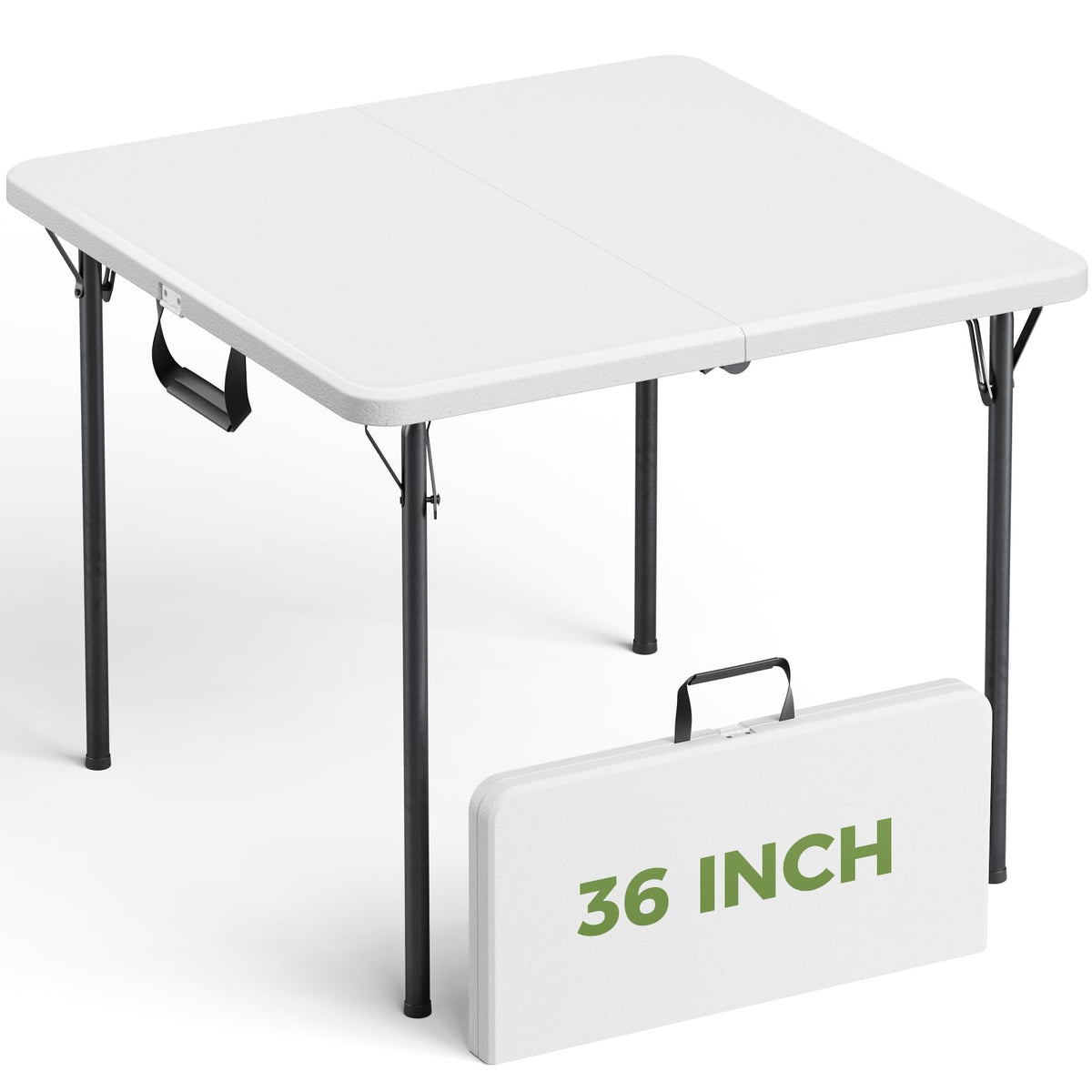Folding Table, 36 Inch Square Foldable Card Table with Carrying Handle, Heavy Duty Fold-in-Half Portable Table No