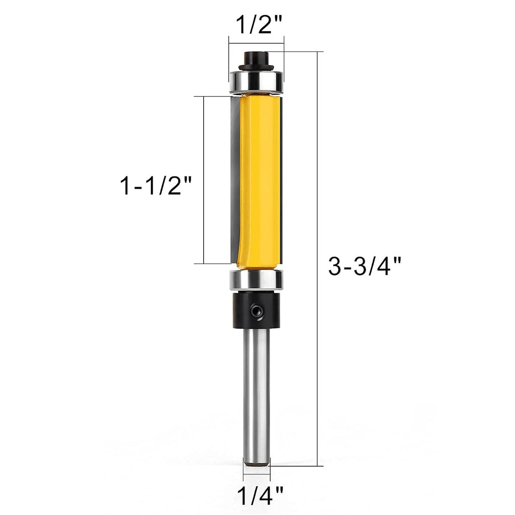 1-1/2 Inch Flush Trim Top and Bottom Bearing Router Bit 1/4-Inch Shank