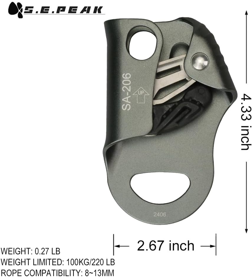 CE Chest Ascender, 100kgs Strong Climbing Rappelling Gear Equipment for Rock Climbing, Tree Arborist, Climbing Rescue