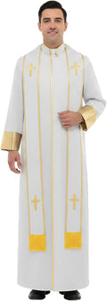 Clergy Cassock Robe for Men Pulpit Pastor Vestment with Stole for Church Minister Events