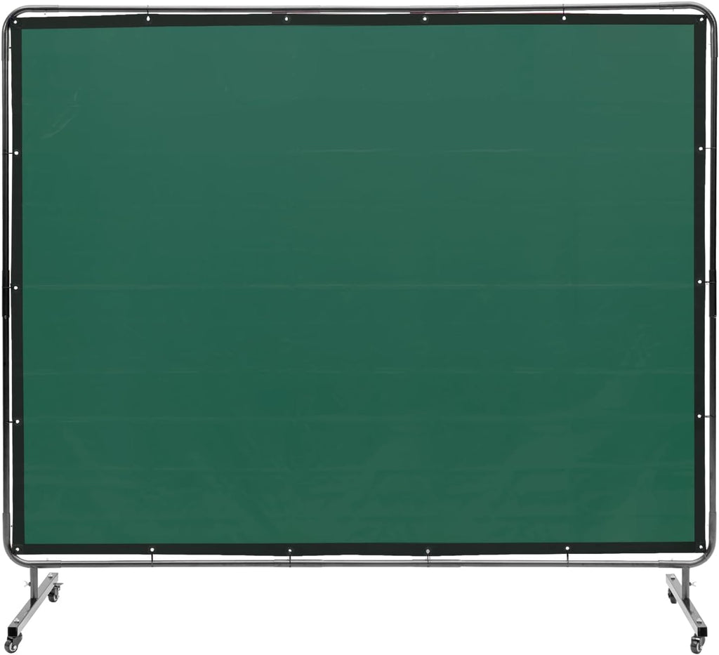 Welding Screen with Frame, 6' x 8' Welding Curtain Screen, Flame-Resistant Vinyl Welding Protection Screen on 4