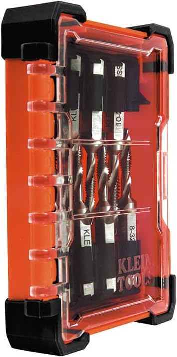 Klein Tools 32217 Drill Tap Tool Kit, 8-Piece, for Aluminum-Brass-Copper-Plastic-Mild Steel, Quick Connect Power Tools Compatible
