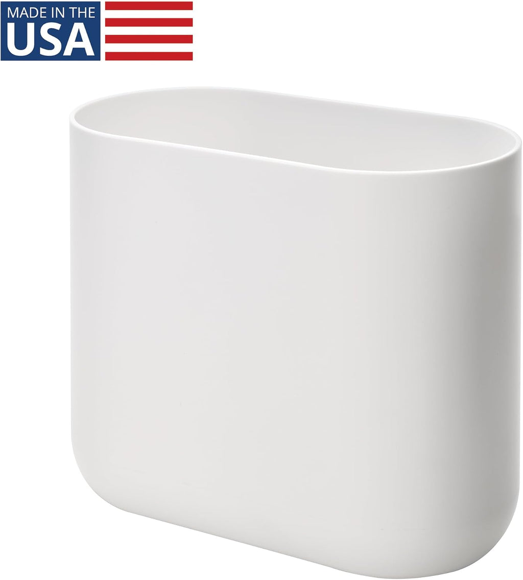 Small Slim Plastic Bathroom Trash Can, White | Bedroom, Office, Desk, Dorm