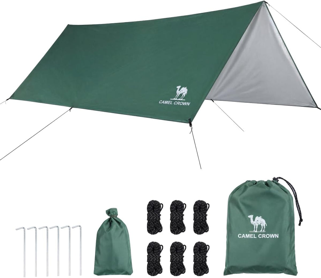 Camping Tarp,3000mm Waterproof & UPF 50+ Sun Protection Rain Fly Tarp - Lightweight Portable Camping Shelter with
