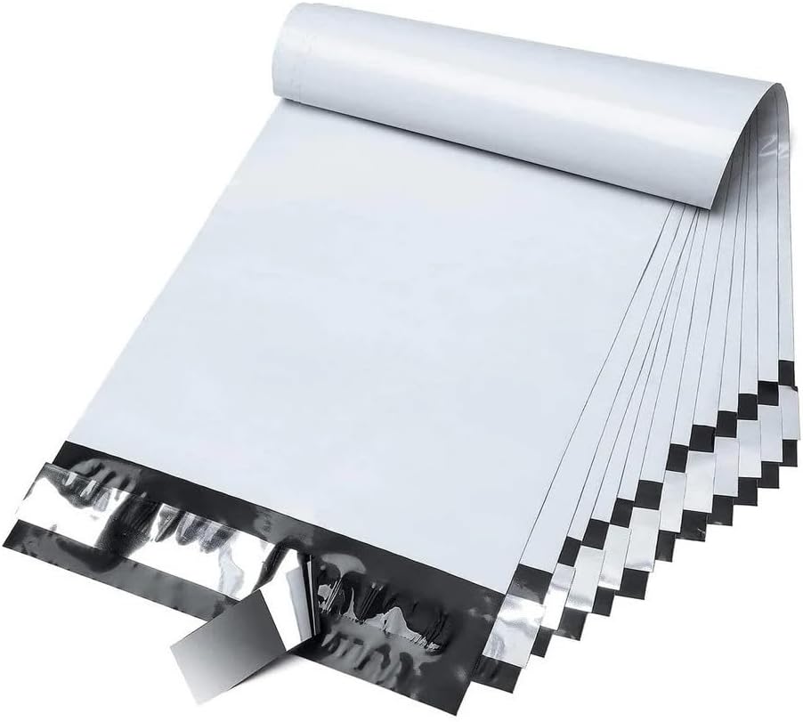 200-Pack White Poly Mailers Self Seal Shipping Bags, 2.5 Mil Tear Resistant Waterproof Envelopes, Opaque Mailing Bags