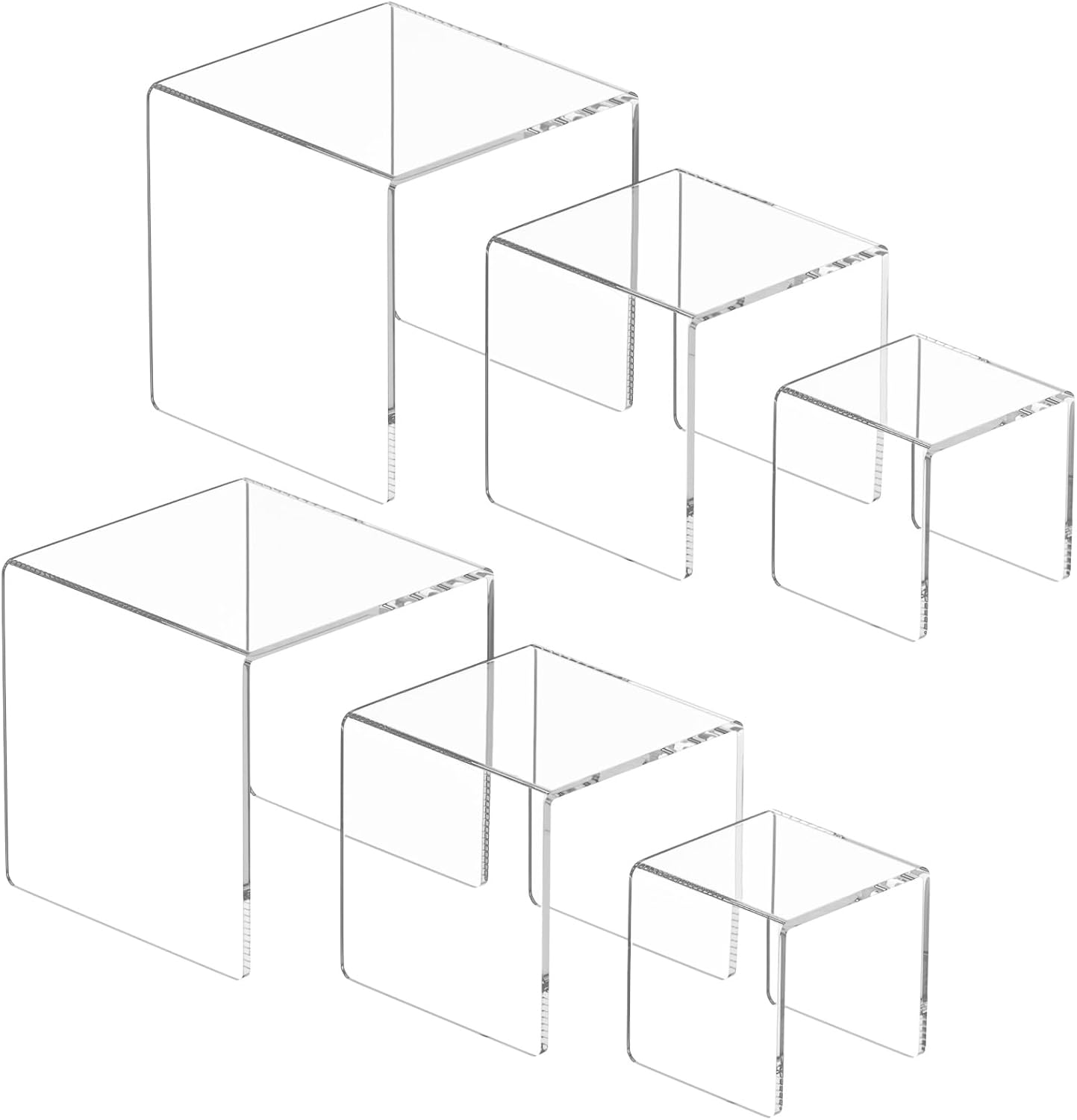 Acrylic Risers Display Stand 2 Set, Clear Display Risers Shelf,5x6x7 | Acrylic Risers Stand Shelves for Funko Pop