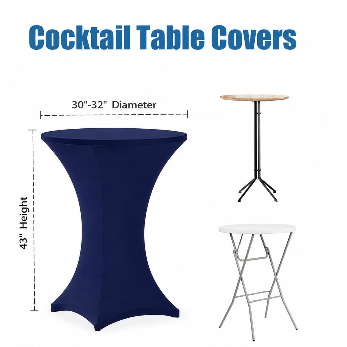 Cocktail Table Covers - 2 Pack 32x43 Inch Table Cloth - Navy Blue