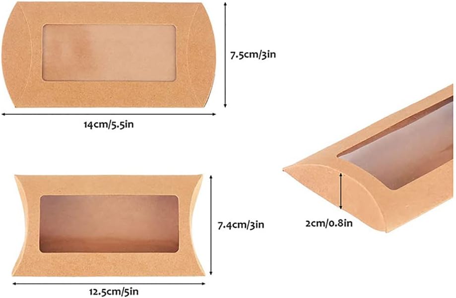 50 Pcs Kraft Paper Pillow Candy Box Wedding Creative Favor Box Cookie Packaging Box Pillow Gift Box Folding Treat