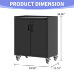 Metal Garage Storage Cabinet on Wheels, Lockable Rolling Tool Cabinet