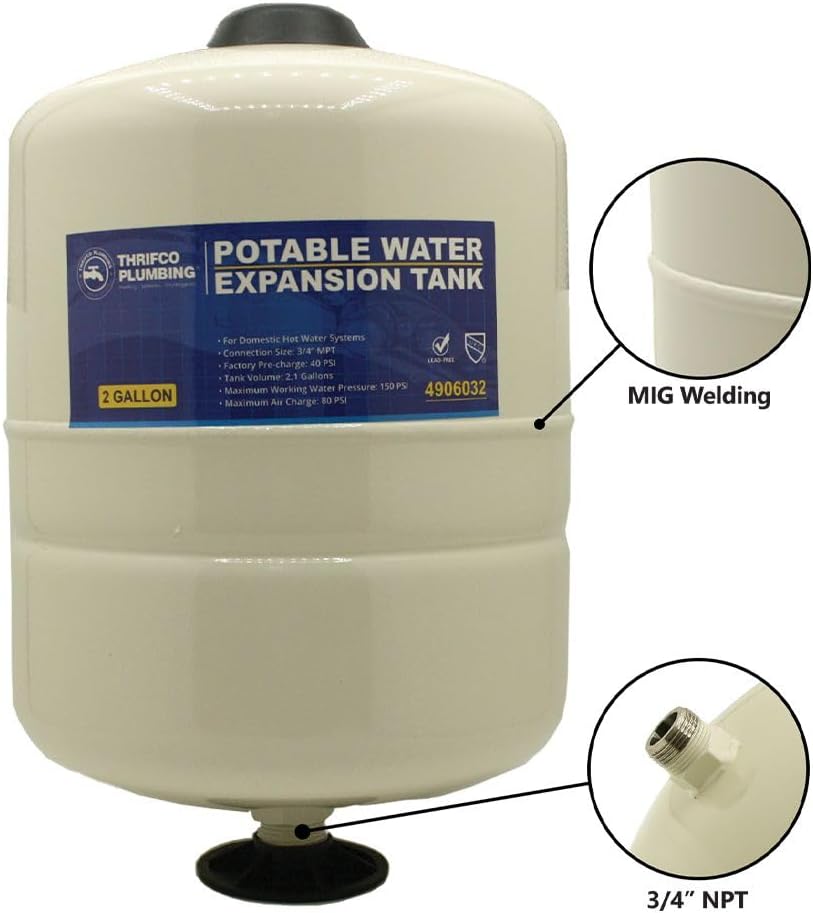 Thrifco 4906032 2 Gal. Thermal Expansion Tank for Potable Water Heater