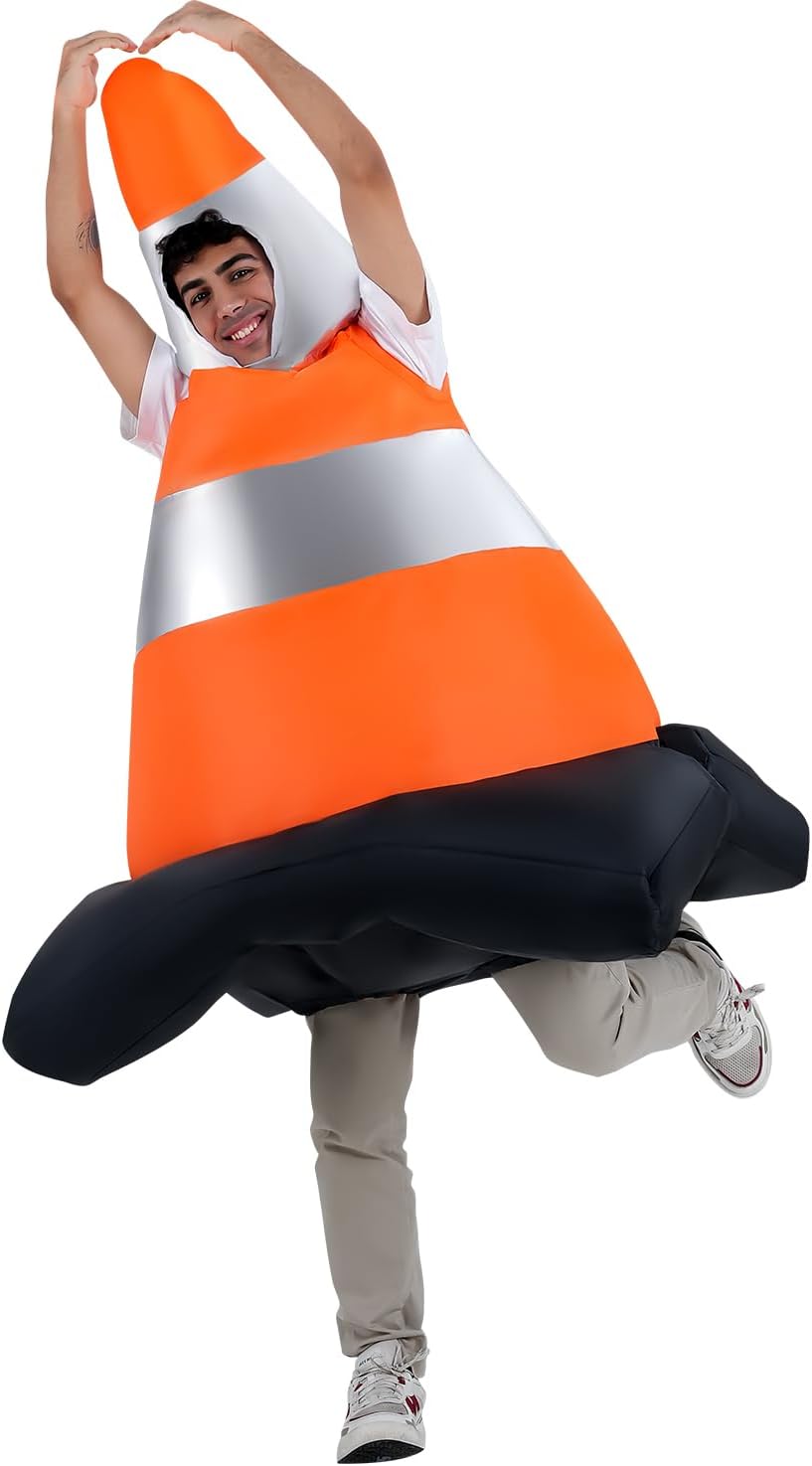 Inflatable Costume For Adults, Inflatable Traffic Cone Costume Funny Blow Up Animal Suit for Halloween - Men and Women