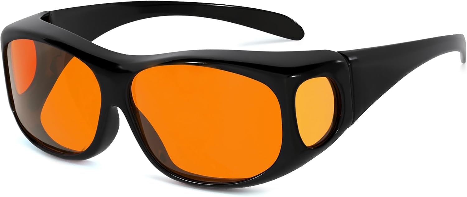 Blue Light Reduction Fitover Glasses with Amber Lens | Computer Glasses for Digital Screen,Wear Over Most Eyewear or