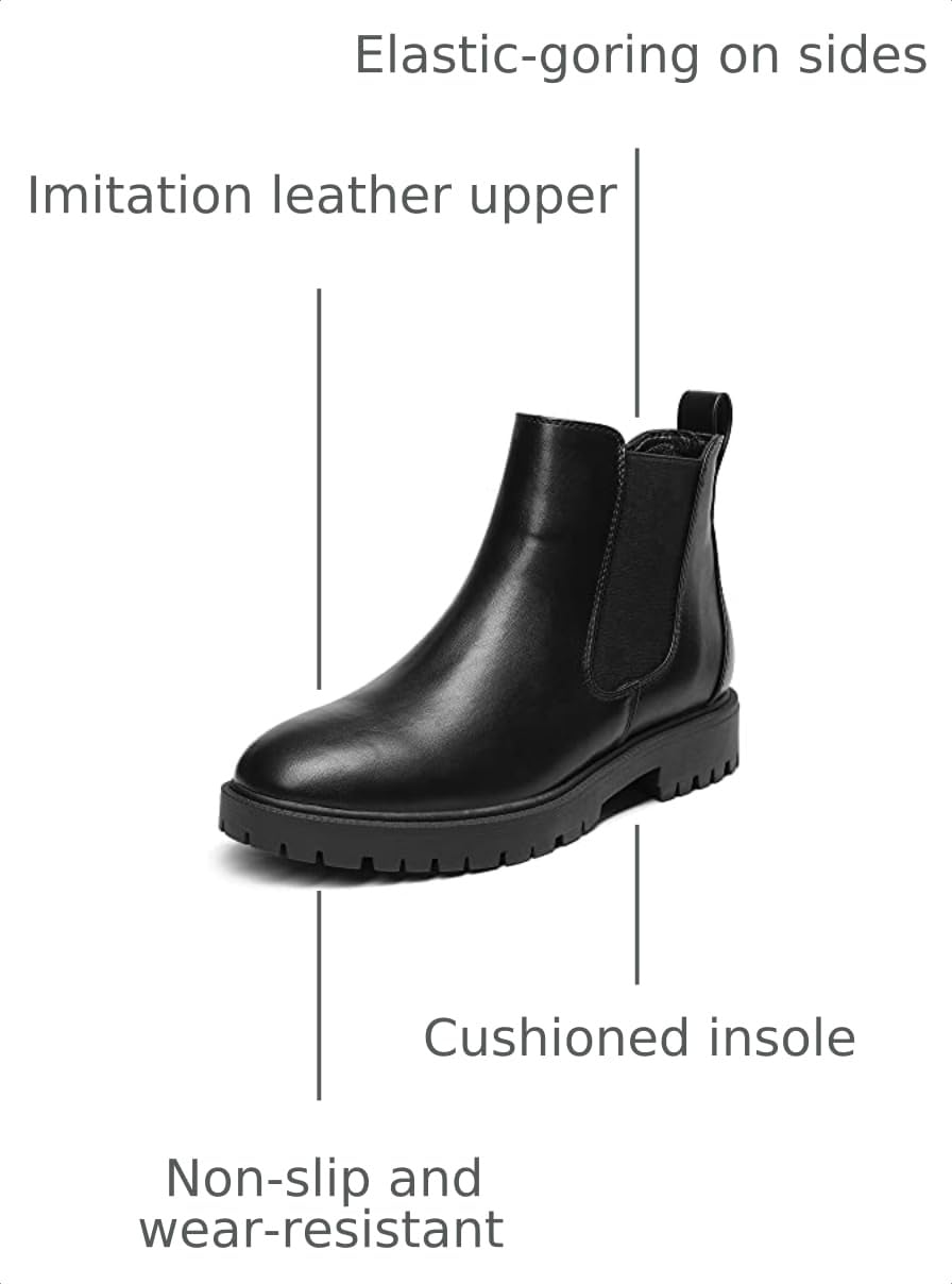 Women's Chelsea Ankle Boots Shoes,Black/Pu,8.5