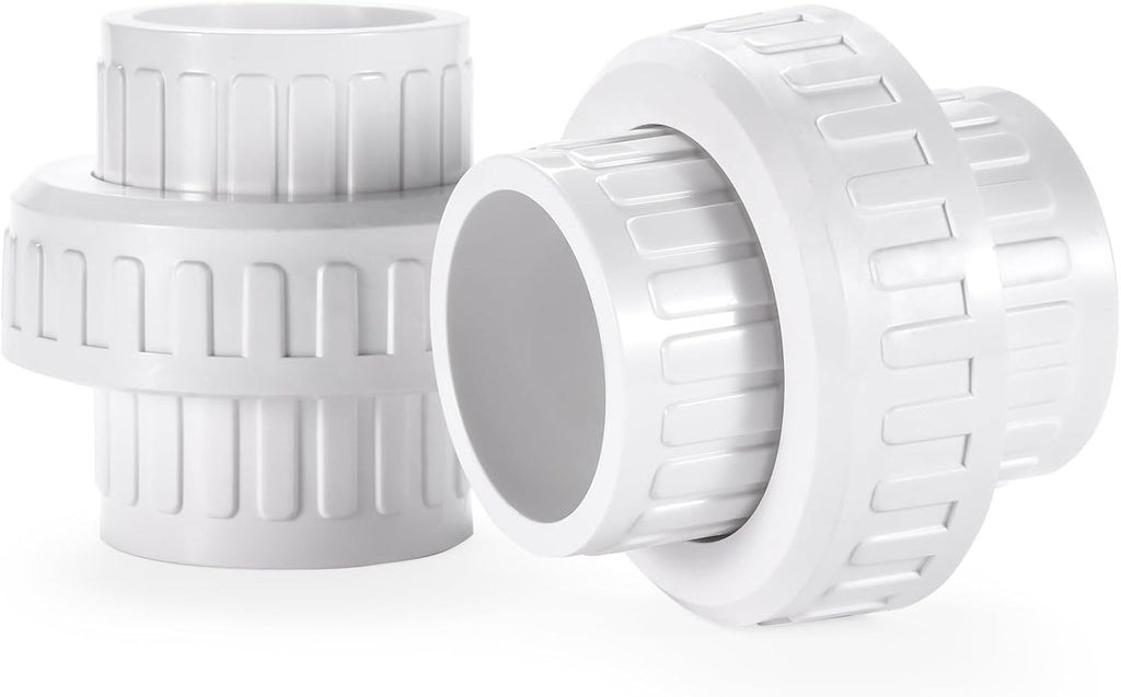 VYH 2" PVC Union Coupling Pipe Fitting,2" PVC Slip Union Schedule 40, PVC Adapter(Socket x Socket), built-in EPDM O-Ring, White （2 Pack）