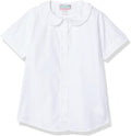 Classroom Uniforms Girls Short Sleeve Peter Pan Collar Blouse, White Button Front School Uniform Shirt