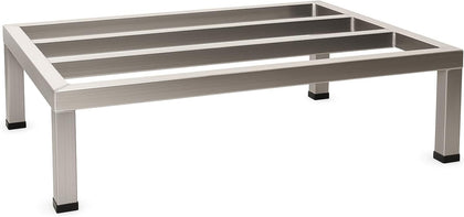Aluminum Dunnage Rack, Silver, 36 x 24 x 8 Inches, 1715 lb Capacity, NSF Listed, Stationary Storage Rack with Plastic