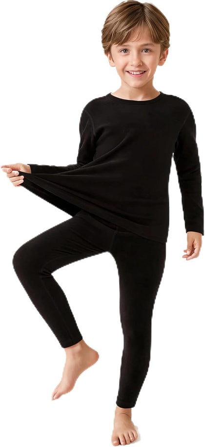 Thermal Underwear for Kids, Boys Thermals Top & Bottom Set, Long Johns Underwear, Base Layer for Cold Winter/Skiing