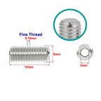 Junter 30pcs M6-0.75 x 12mm Fine Thread Flat Point Grub Socket Set Screws