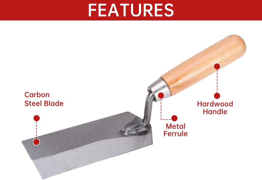 2-Piece Masonry Margin Trowel Set – 5" x 2" & 6" x 2" Carbon Steel Blades, Wood Handles, Concrete Trowel for Masonry