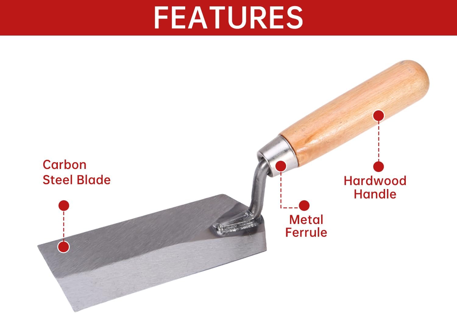 2-Piece Masonry Margin Trowel Set – 5" x 2" & 6" x 2" Carbon Steel Blades, Wood Handles, Concrete Trowel for Masonry