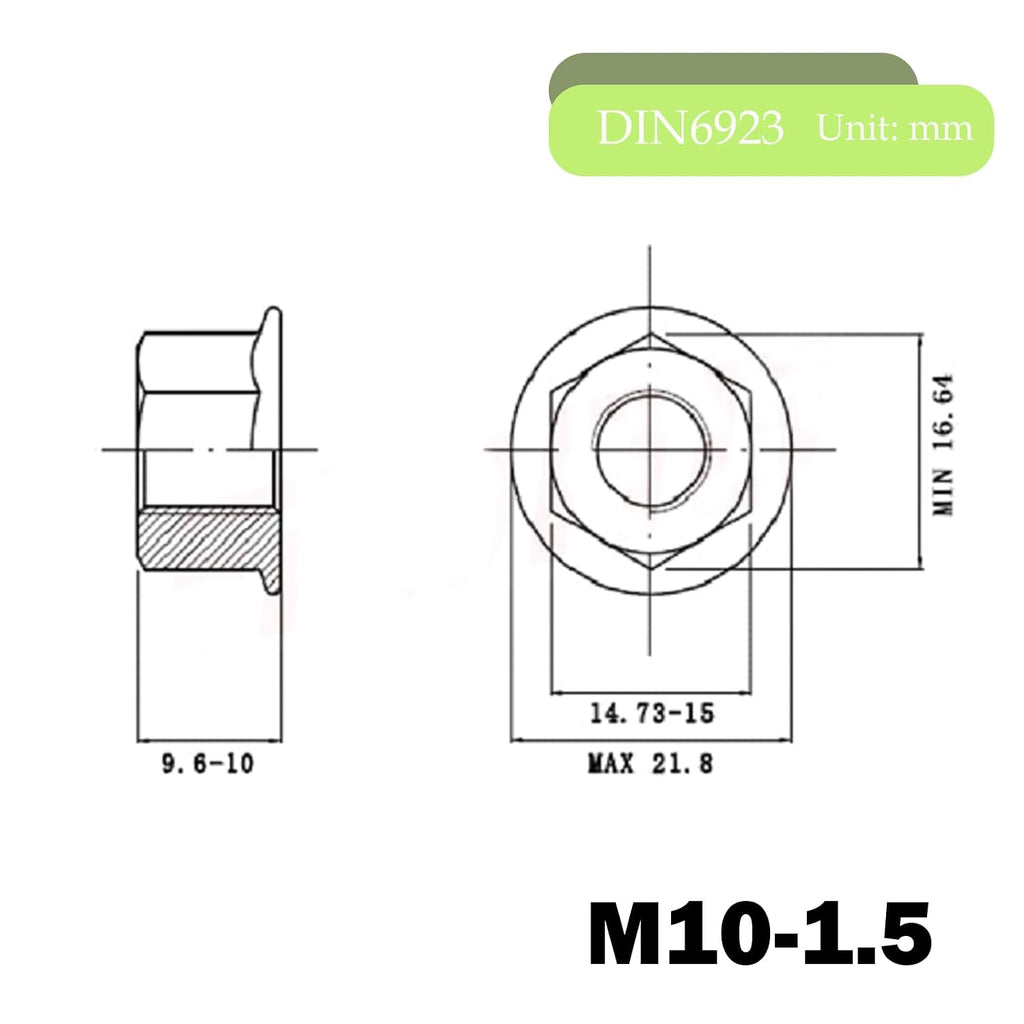 M10 Flange Nuts, 304 Stainless Steel M10-1.5 Serrated Flange Hex Lock Nuts, 10Pcs-Pack