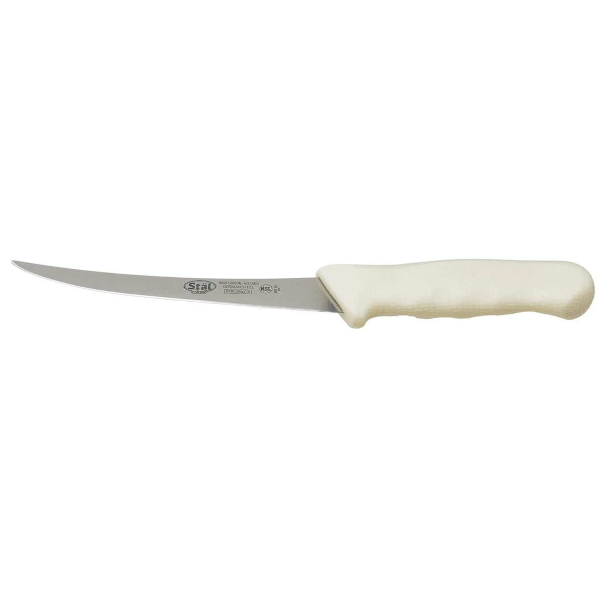 6" White Plastic Boning Knife with Handle