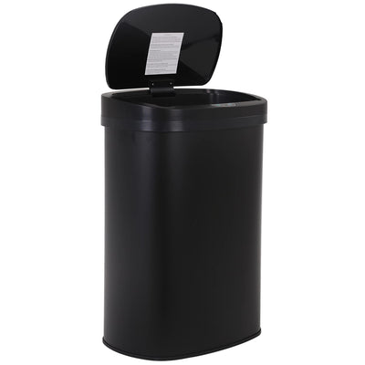13 Gallon Stainless Steel Trash Can with Lid | Black
