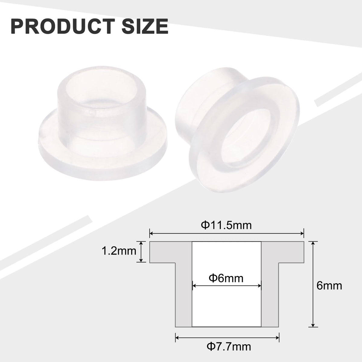 uxcell 24pcs Flanged Sleeve Bearings Plastic Bushings ID 6mm x OD 7.7mm x Length 6mm Nylon Bushings, White