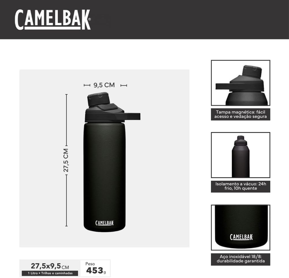 Chute Mag Vacuum Insulated Stainless Steel Water Bottle, Magnetic Leak‑Resistant Cap for Everyday Hydration