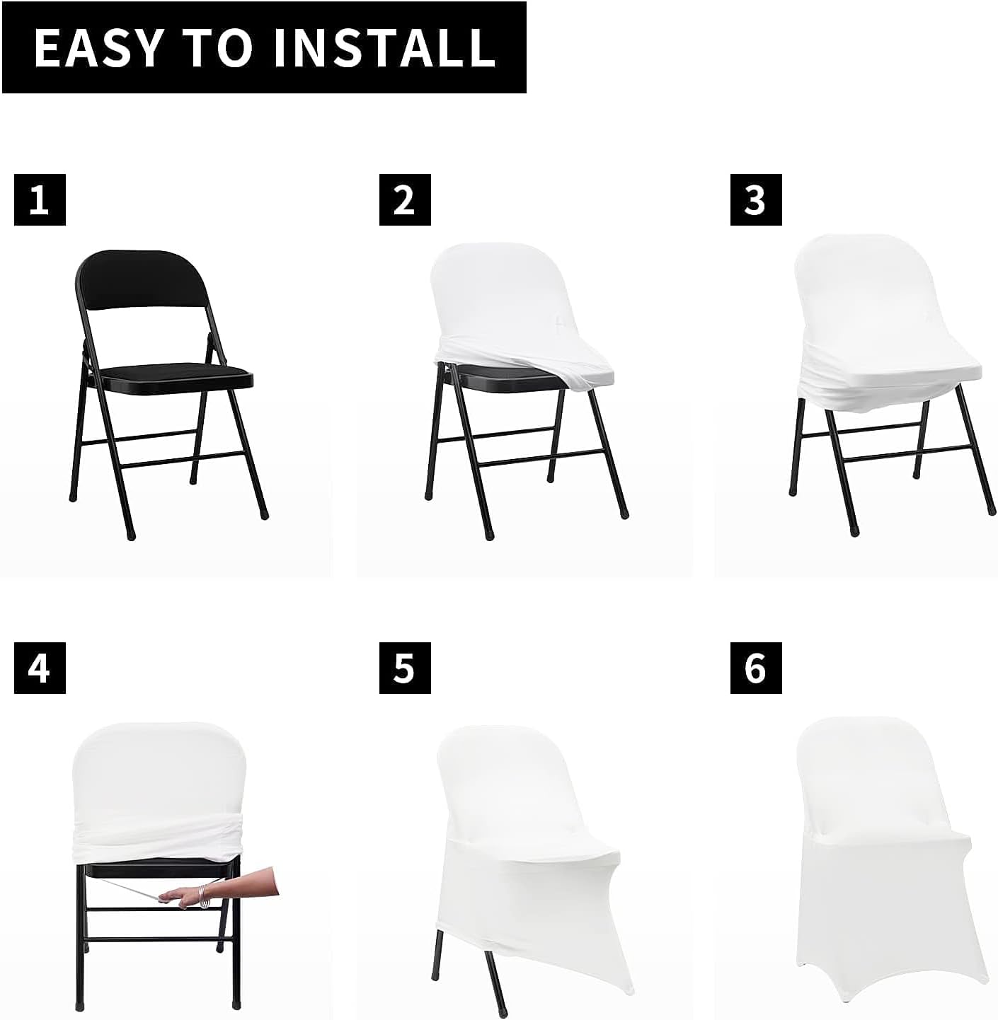 Stretch Spandex Folding Chair Covers 30PCS Universal Fitted Chair Cover Protector for Wedding,Party, Banquet