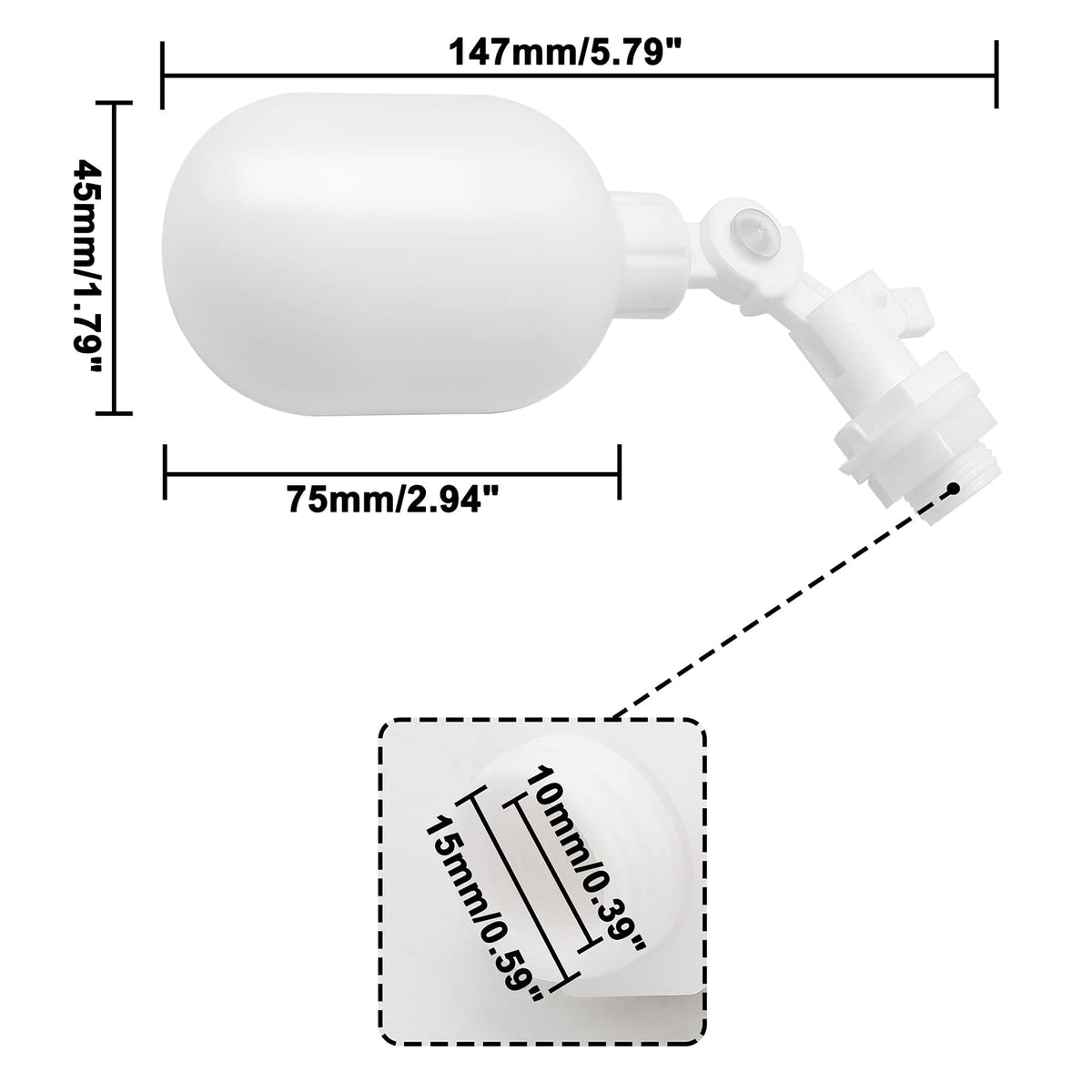 Pxyelec 3/8inch Tube Float Ball Valve, Top Install