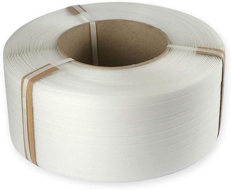 1/2" Strapping 9900 Ft Machine Grade 8x8 Core Polypropylene Heavy Duty Grade Strapping, 1 Roll, White