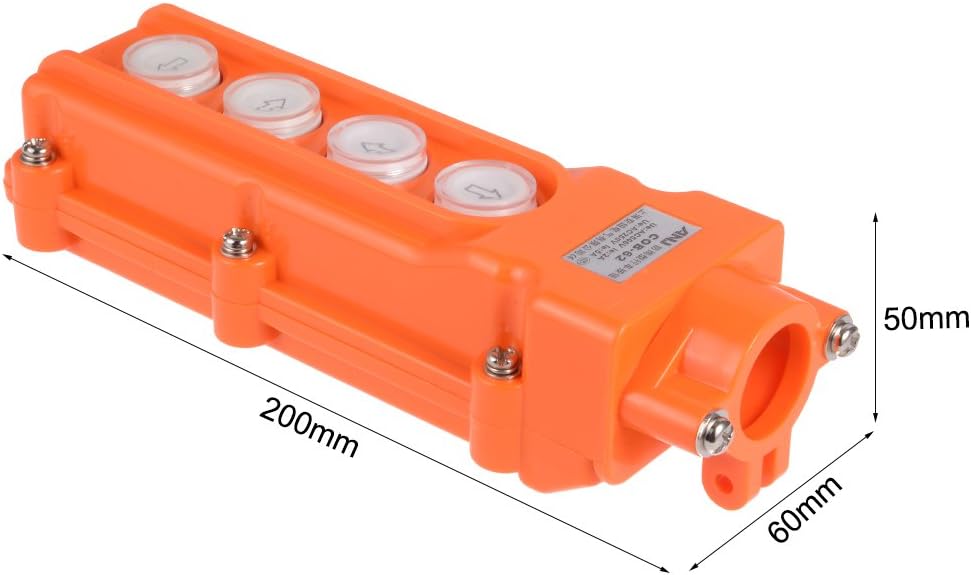 uxcell Hoist Crane Pendant Control Station Push Button Switch Up Down Left Right 4 Ways Orange