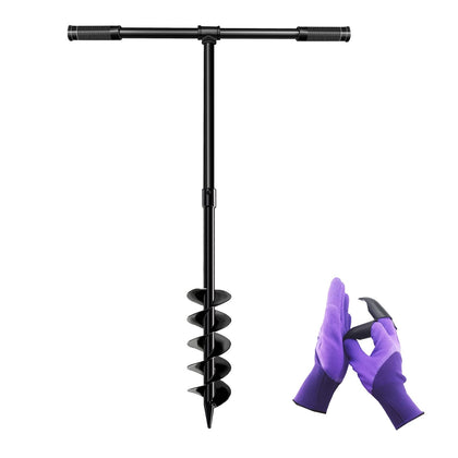 Hand Drill Auger Post Hole Digger, Manual Garden Hole Digging Drill Bit for Planting, Spiral Drill Planter for Bulb