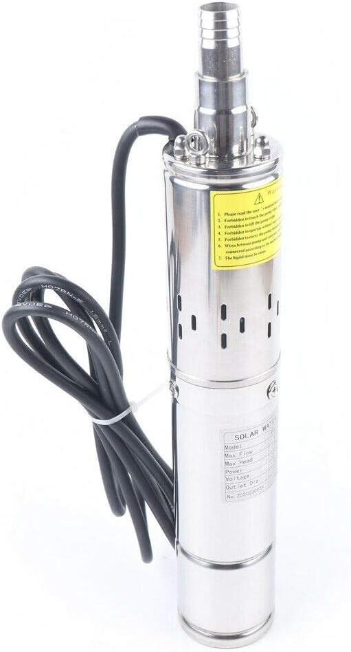 Deep Well Submersible Pump, DC 24V Solar Pump 3" Solar Submersible Pump High Pressure Solar Water Pump MPPT