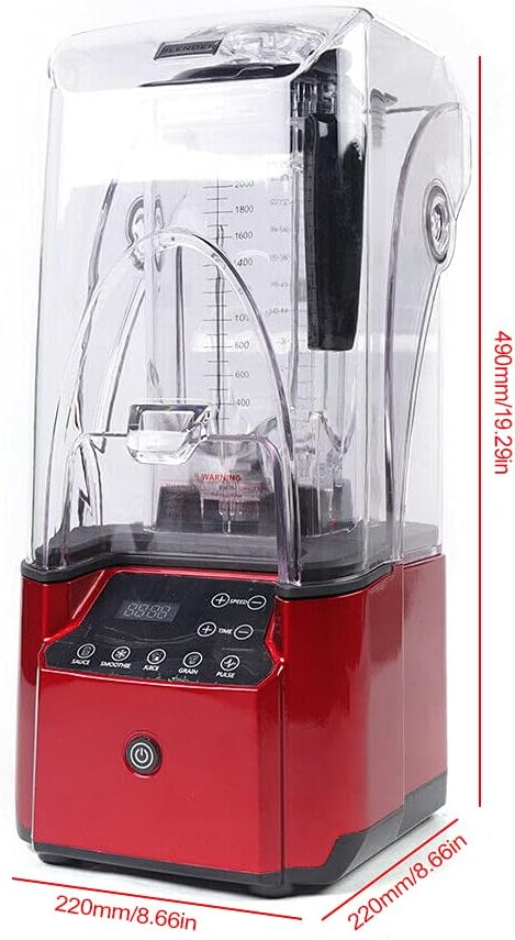 Soundproof Blender, 110V 2200W 2.2L Commercial Fruit Juice Smoothie Maker With Shield Quiet Sound Enclosure for