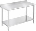 Stainless Steel Prep Table 30 x 48 Inches with Backsplash