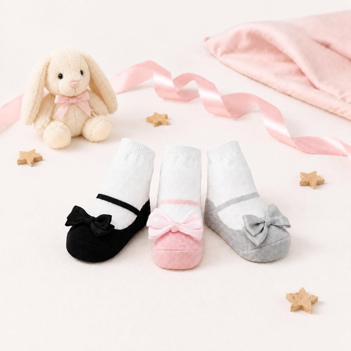Baby Girl Socks – Shoe Look Styles – 3 Pair Gift Box – Non-Slip Infant Socks – Cotton