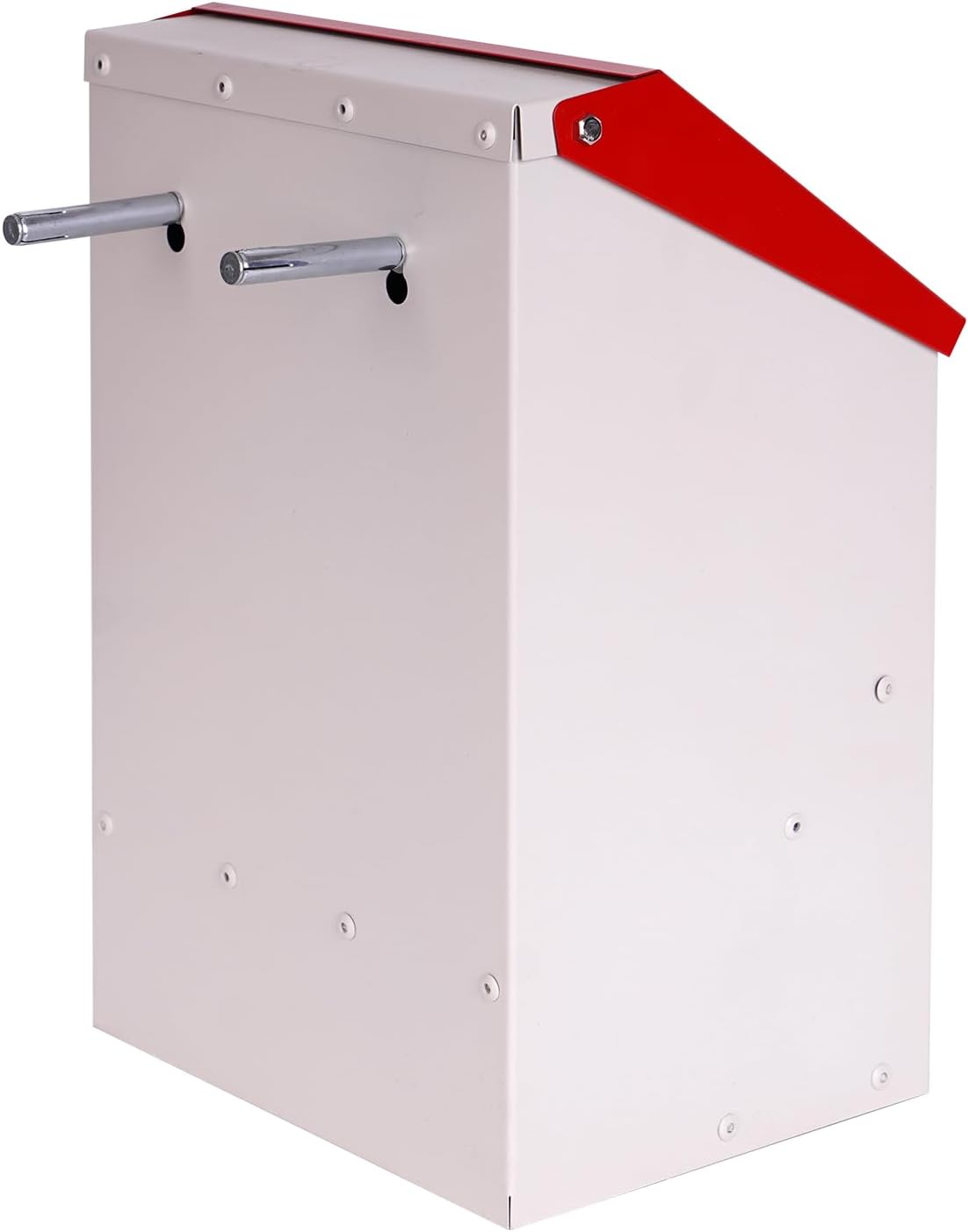 Galvanized Wall Mount Chicken Feeder No Waste Hanging Chicken Feeder with Lid Weatherproof Metal Automatic Poultry