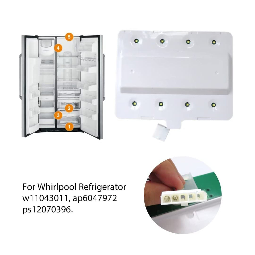 Specialized W11043011 Refrigerator Light Assembly LED Module For Whirlpool Models WRX735SDHW00, WRX735SDHZ00, WRX735SDHZ01, WRX735SDHZ01