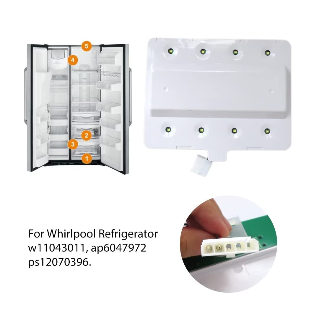 Specialized W11043011 Refrigerator Light Assembly LED Module For Whirlpool Models WRX735SDHW00, WRX735SDHZ00, WRX735SDHZ01, WRX735SDHZ01