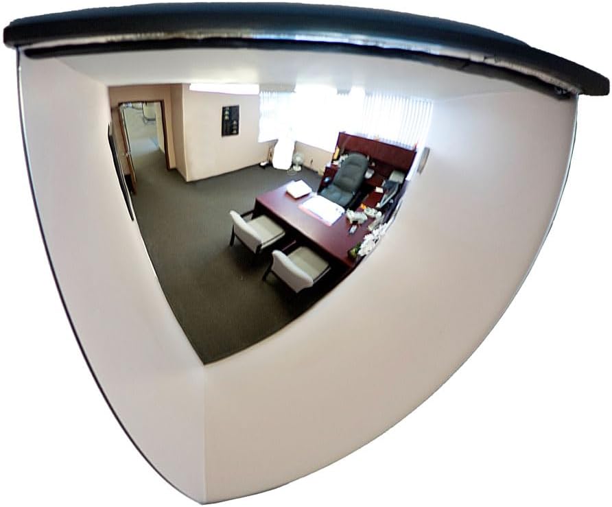 18" Acrylic Quarter Dome Mirror With Plastic Back, Round Indoor Security for Driveway Safety Spots, Outdoor Warehouse