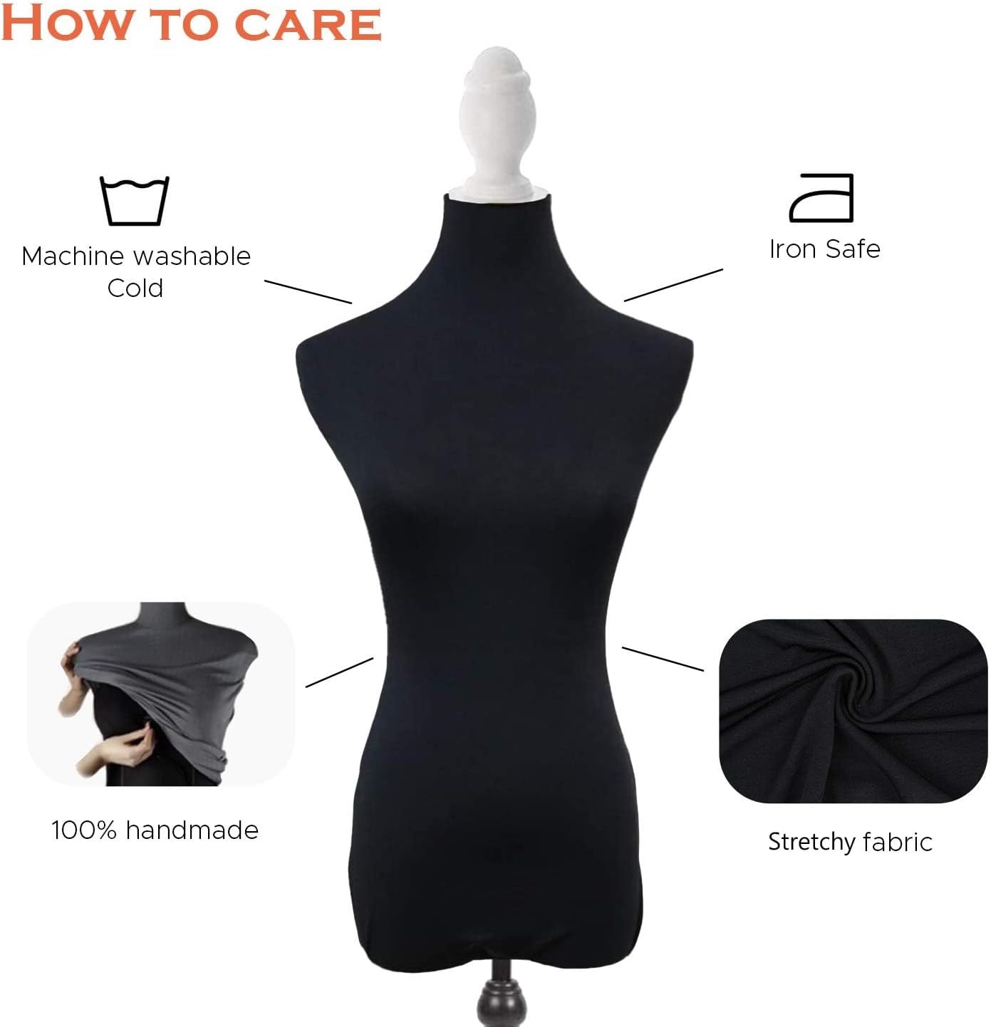 Black Superb Mannequin Fabric Cover, Soft Stretchy