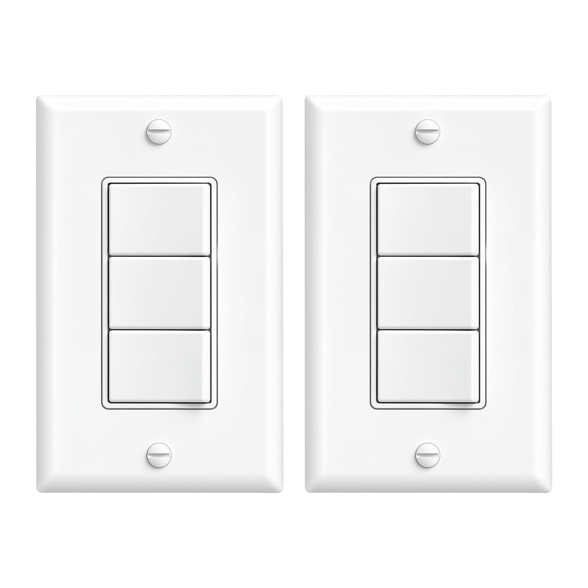 Amico 2 Pack Triple Light Switches, UL Listed 15 Amp 120/277V