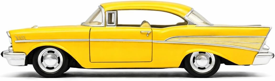 1957 Chevy Bel Air Coupe 1:40 Scale 5" Die Cast Metal Classic Toy Car (Yellow)
